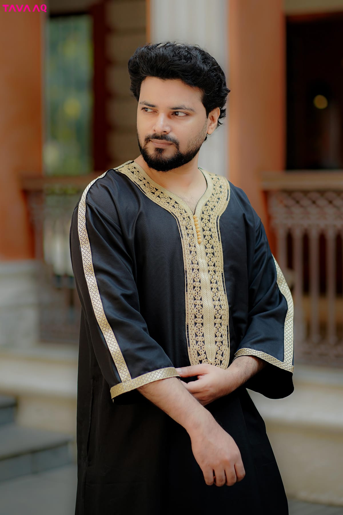 Premium Royal Moroccan Thobe - Black