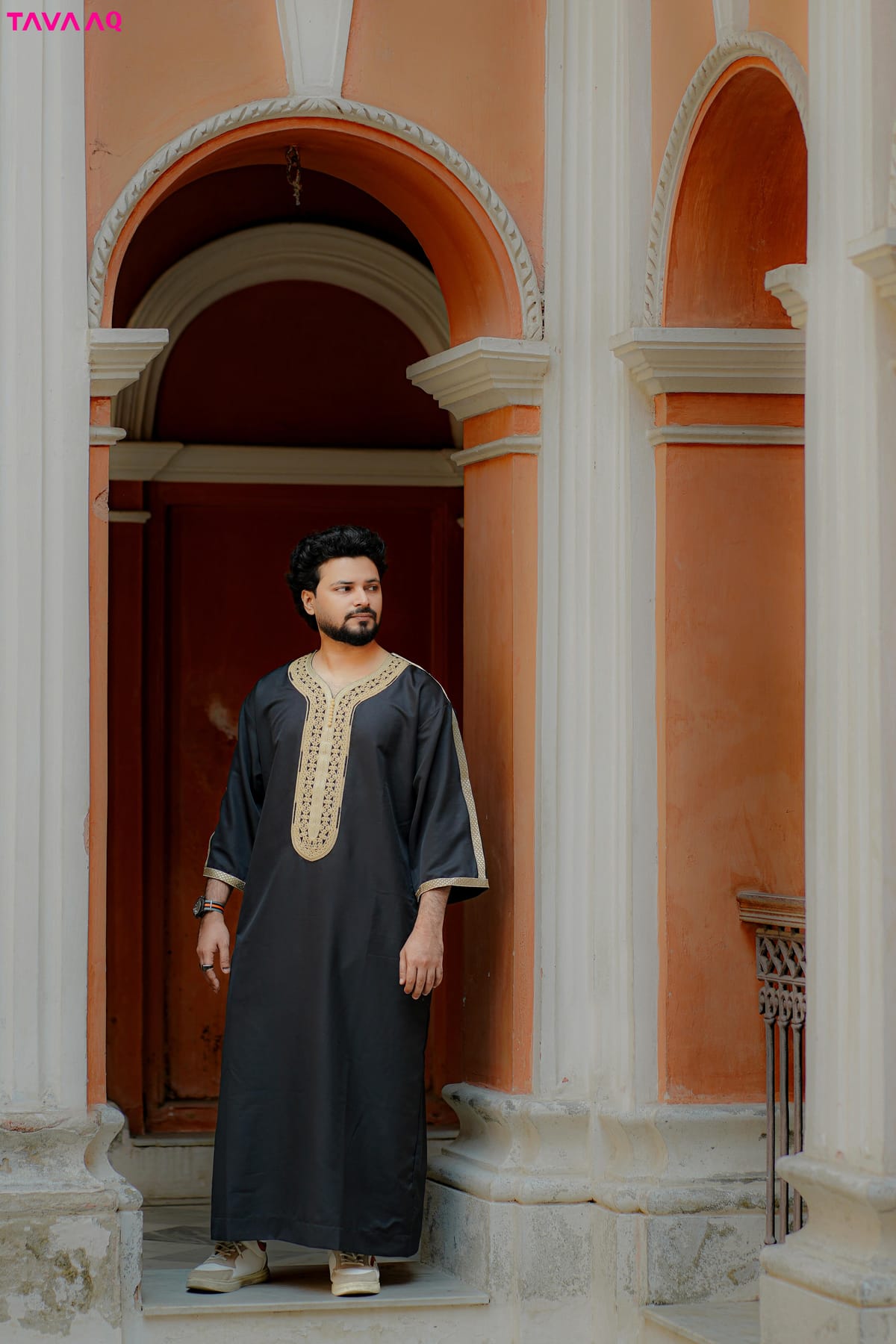 Premium Royal Moroccan Thobe - Black - Image 3