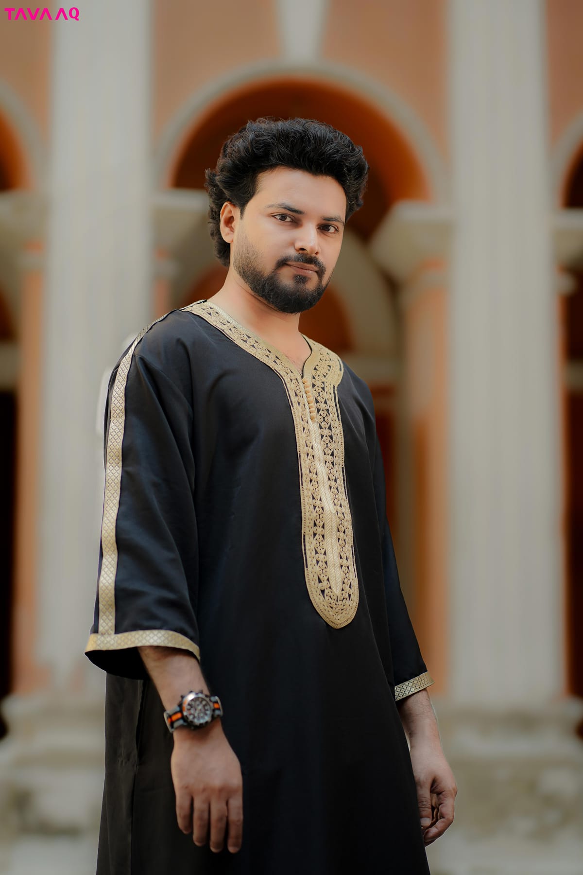 Premium Royal Moroccan Thobe - Black - Image 2