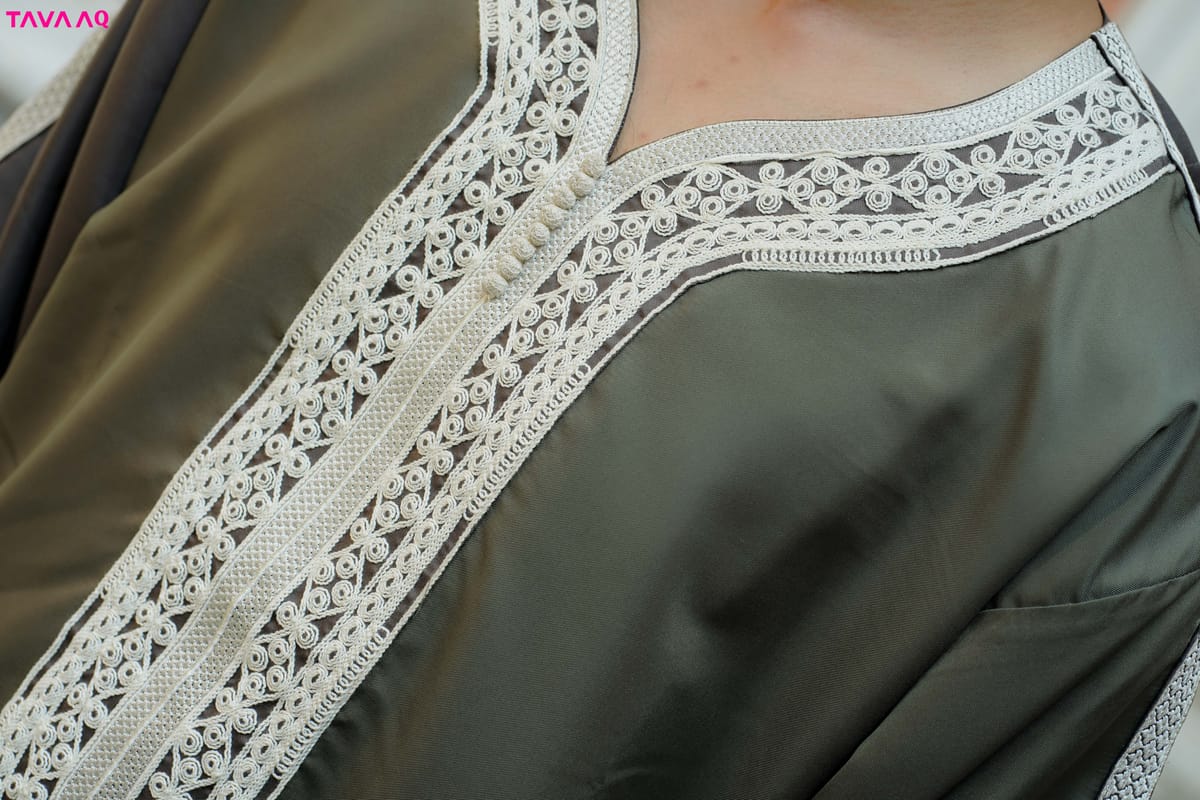 Premium Royal Moroccan Thobe - Olive - Image 5