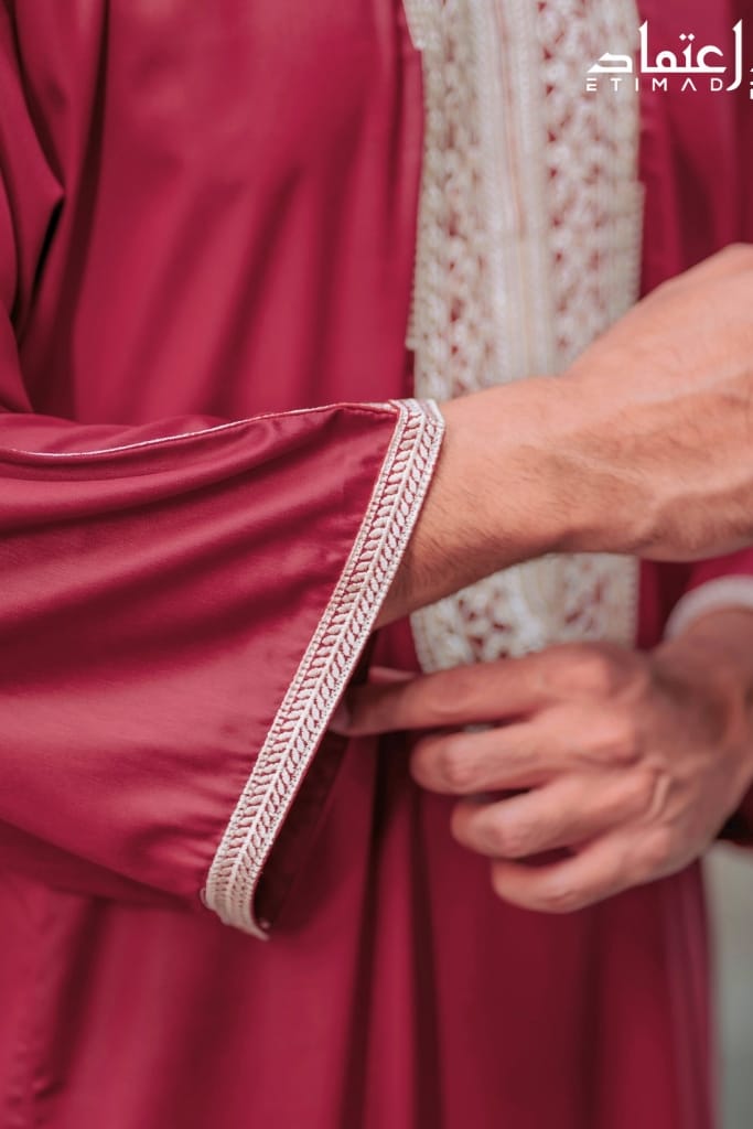 Premium Royal Moroccan Thobe - Maroon - Image 4