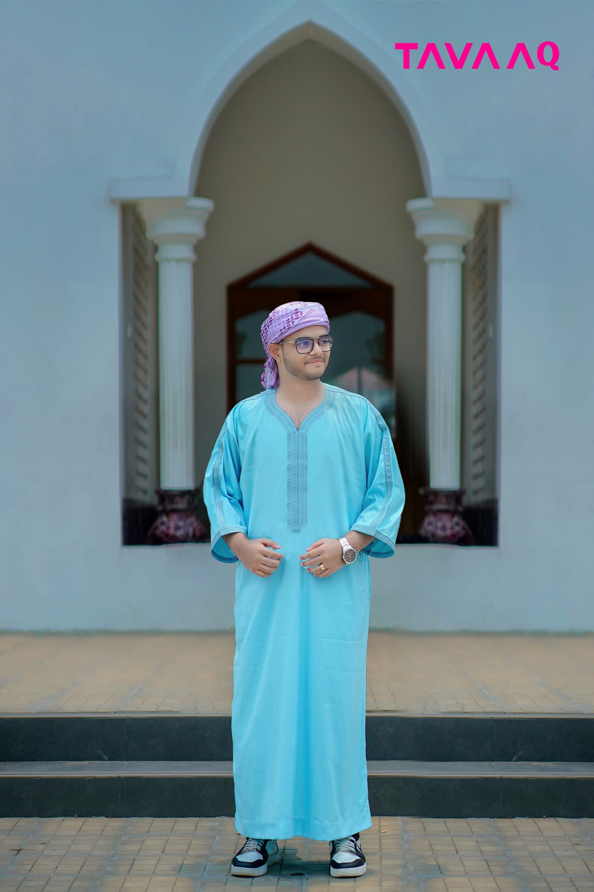 Royal Moroccan Thobe Sky Blue - Image 4