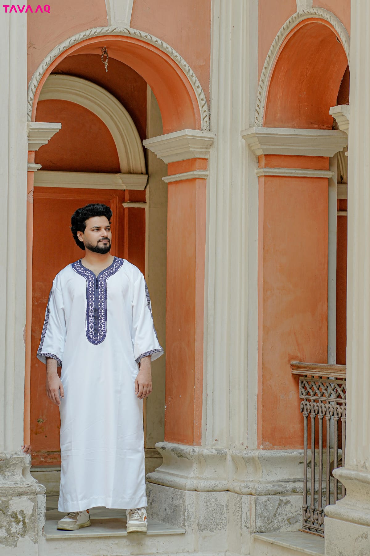 Premium Royal Moroccan Thobe - White - Image 3