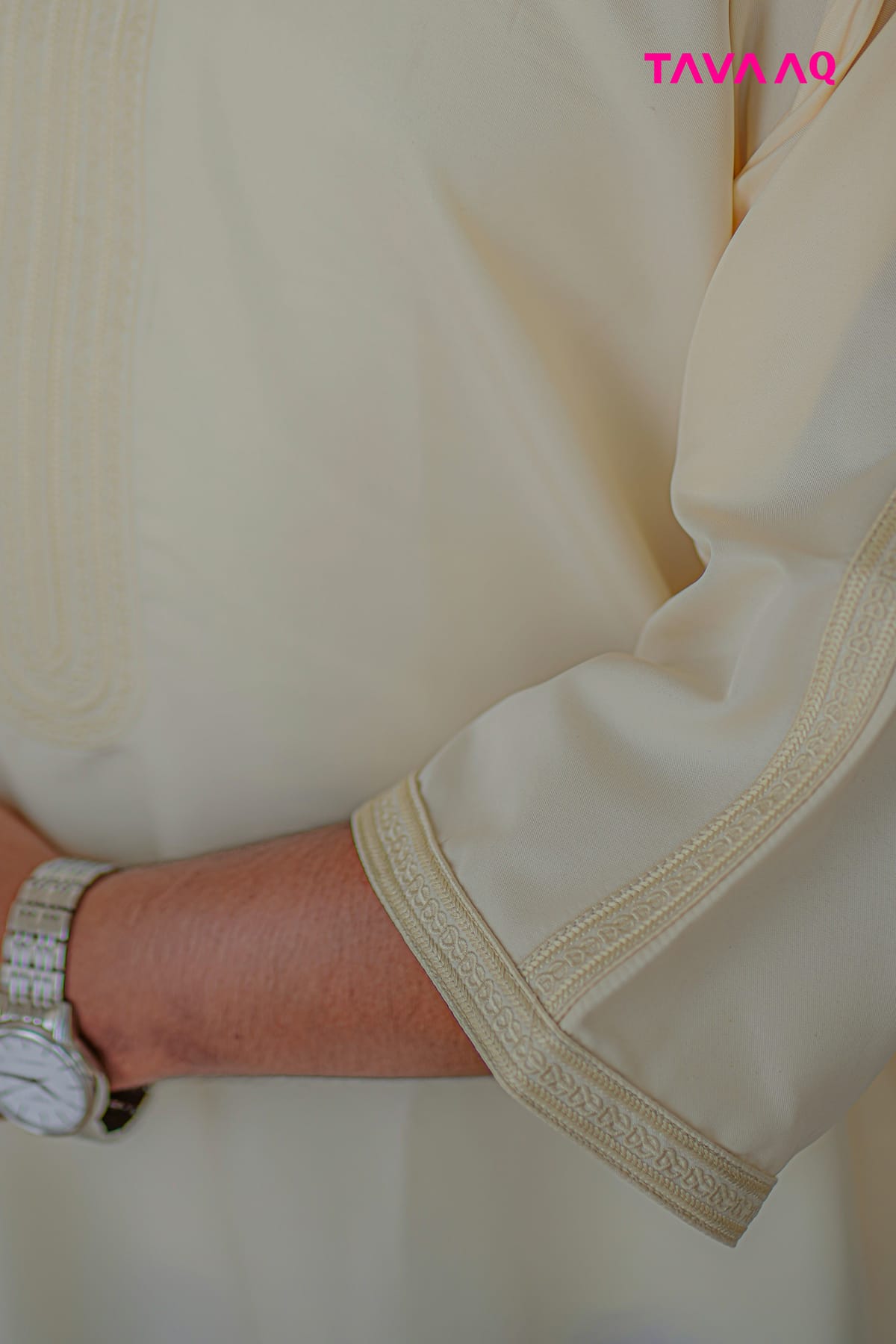 Royal Moroccan Thobe - Cream - Image 3