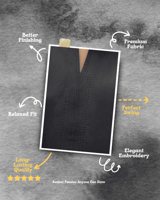 Royal Moroccan Thobe Black - Image 2