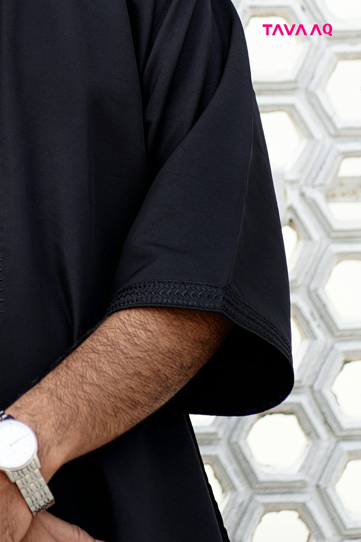 Royal Moroccan Thobe Black - Image 3